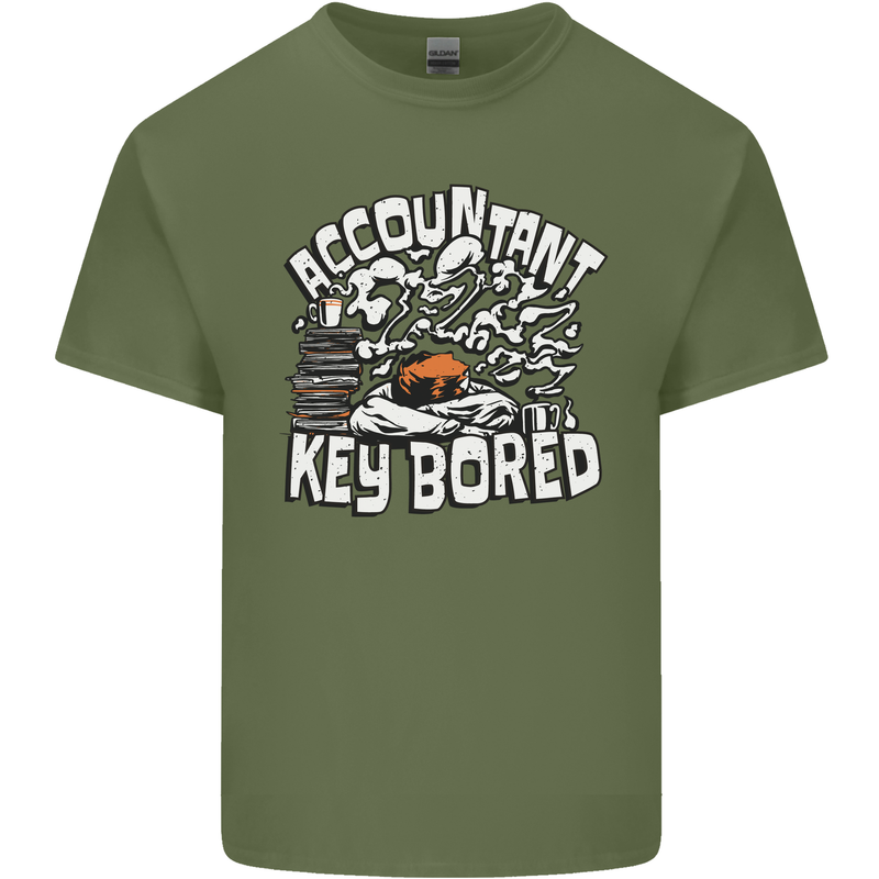 A Bored Accountant Mens Cotton T-Shirt Tee Top Military Green