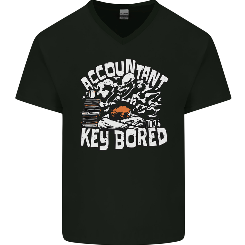 A Bored Accountant Mens V-Neck Cotton T-Shirt Black