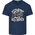 A Bored Accountant Mens V-Neck Cotton T-Shirt Navy Blue