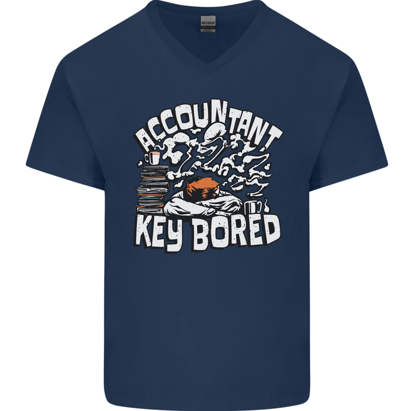 A Bored Accountant Mens V-Neck Cotton T-Shirt Navy Blue