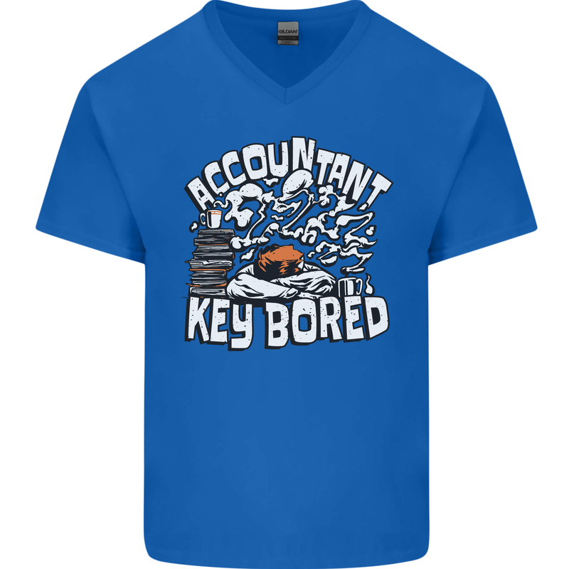 A Bored Accountant Mens V-Neck Cotton T-Shirt Royal Blue