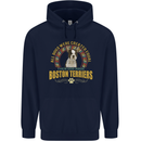 A Boston Terrier Dog Childrens Kids Hoodie Navy Blue