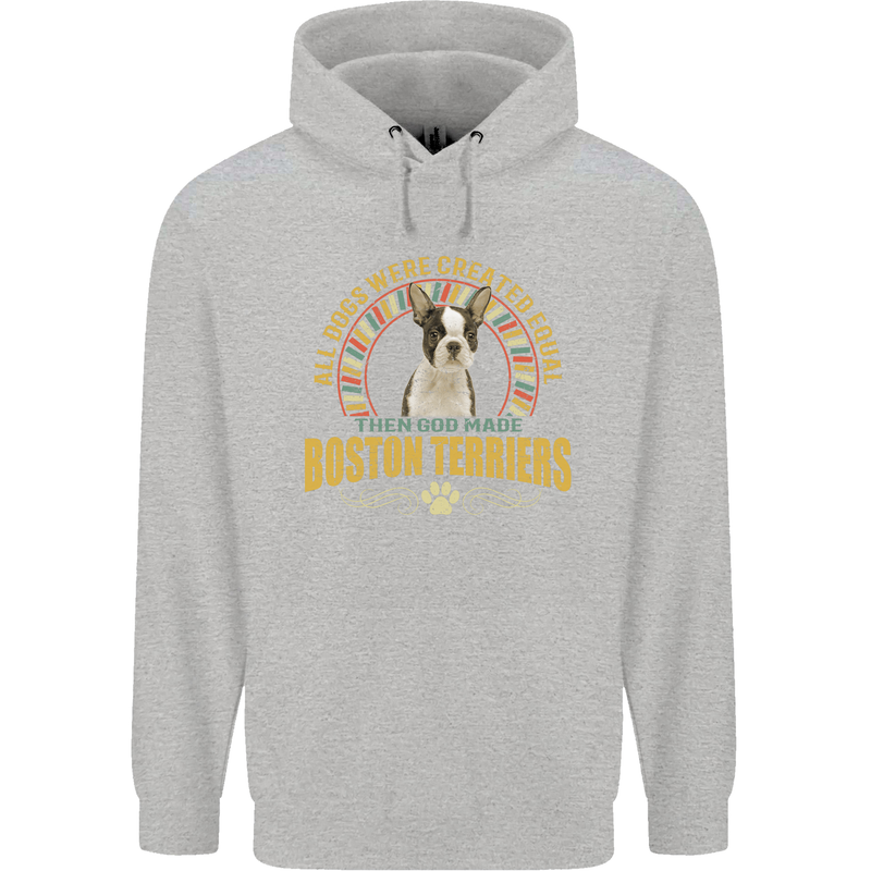 A Boston Terrier Dog Childrens Kids Hoodie Sports Grey