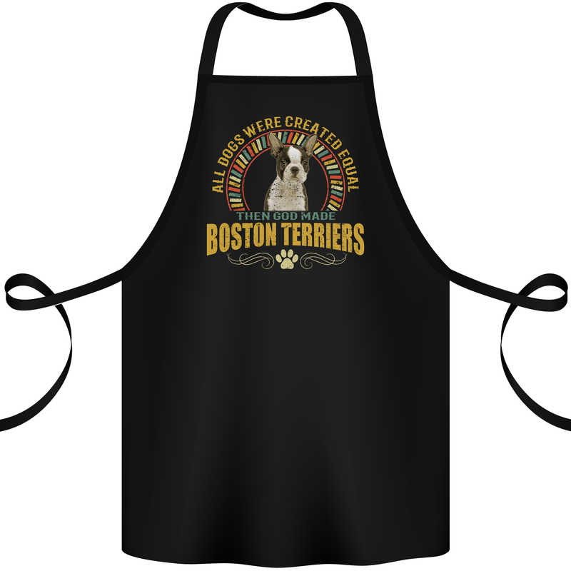 A Boston Terrier Dog Cotton Apron 100% Organic Black