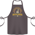 A Boston Terrier Dog Cotton Apron 100% Organic Dark Grey
