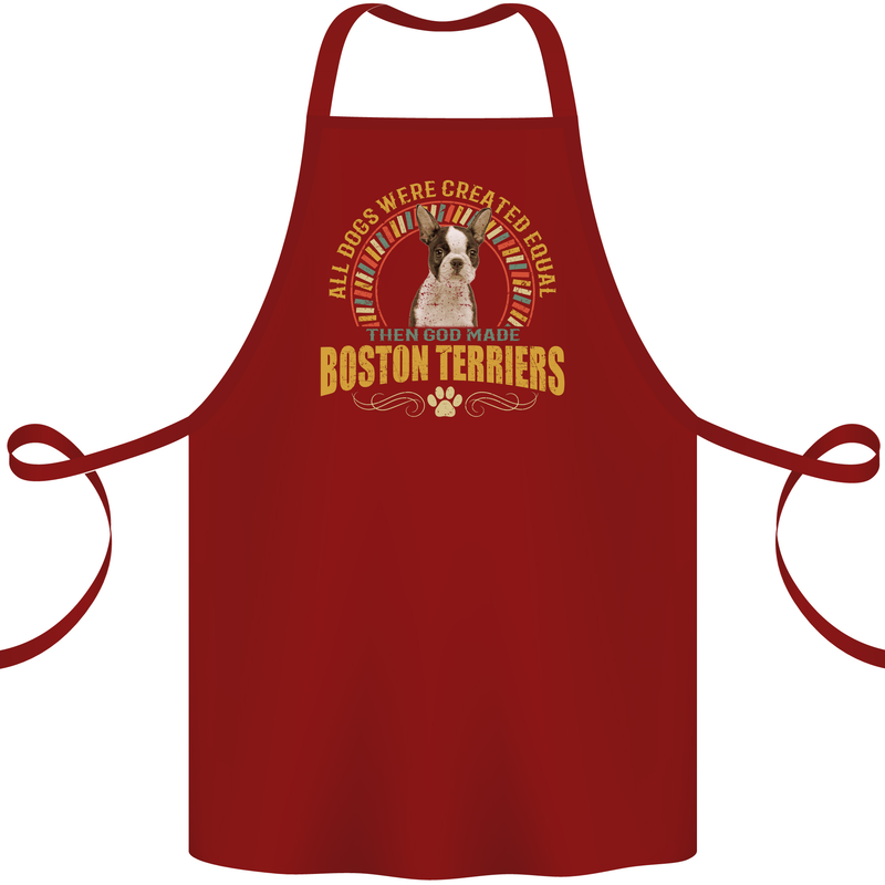 A Boston Terrier Dog Cotton Apron 100% Organic Maroon
