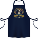 A Boston Terrier Dog Cotton Apron 100% Organic Navy Blue