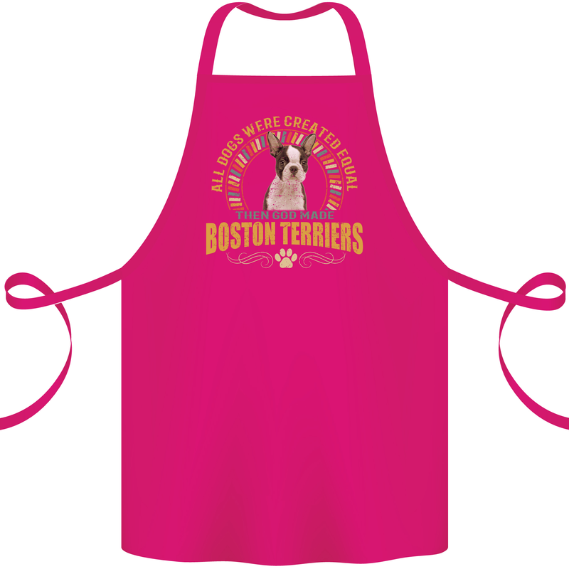 A Boston Terrier Dog Cotton Apron 100% Organic Pink