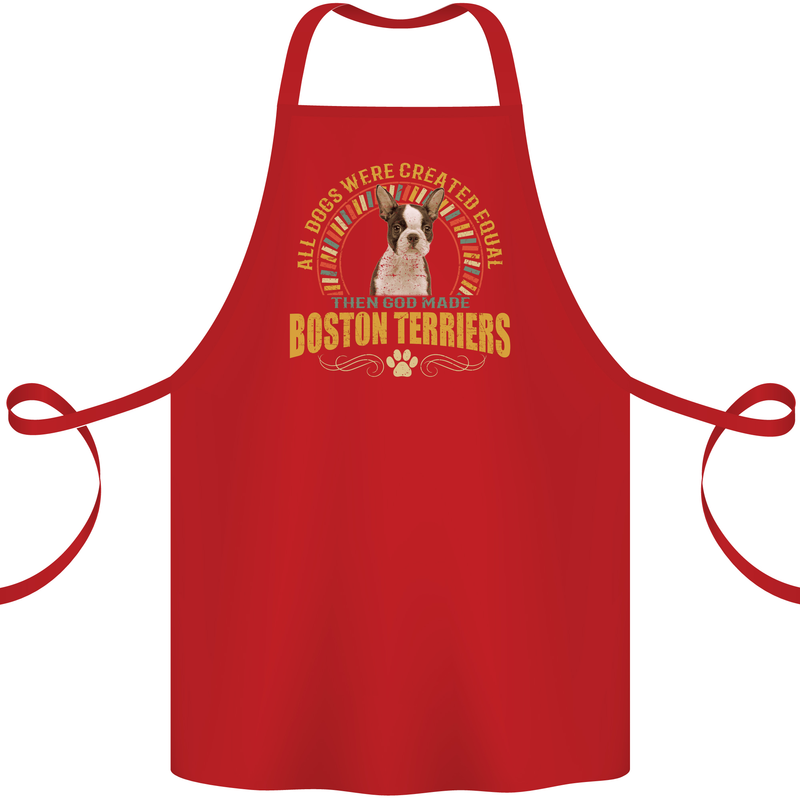 A Boston Terrier Dog Cotton Apron 100% Organic Red