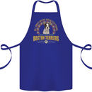 A Boston Terrier Dog Cotton Apron 100% Organic Royal Blue