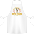 A Boston Terrier Dog Cotton Apron 100% Organic White