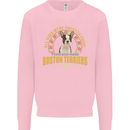 A Boston Terrier Dog Kids Sweatshirt Jumper Light Pink