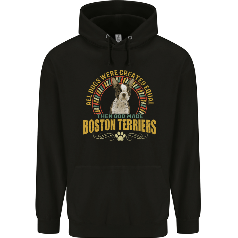 A Boston Terrier Dog Mens 80% Cotton Hoodie Black