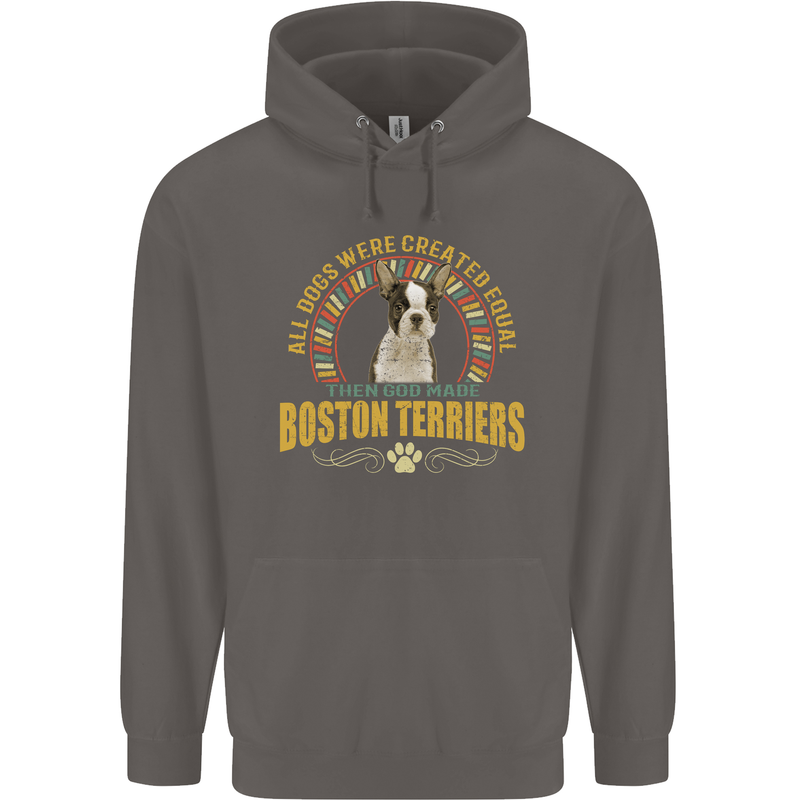 A Boston Terrier Dog Mens 80% Cotton Hoodie Charcoal