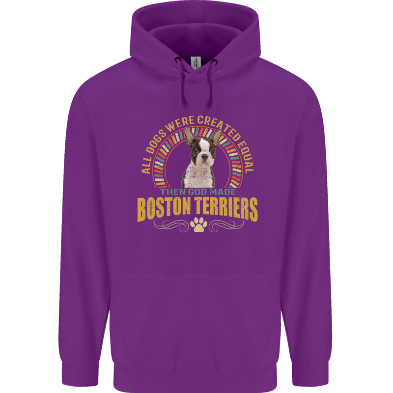 A Boston Terrier Dog Mens 80% Cotton Hoodie Purple