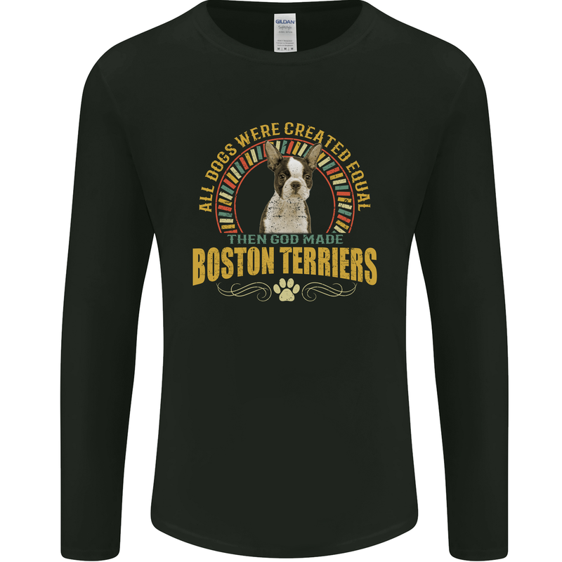 A Boston Terrier Dog Mens Long Sleeve T-Shirt Black