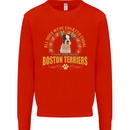 A Boston Terrier Dog Mens Sweatshirt Jumper Bright Red
