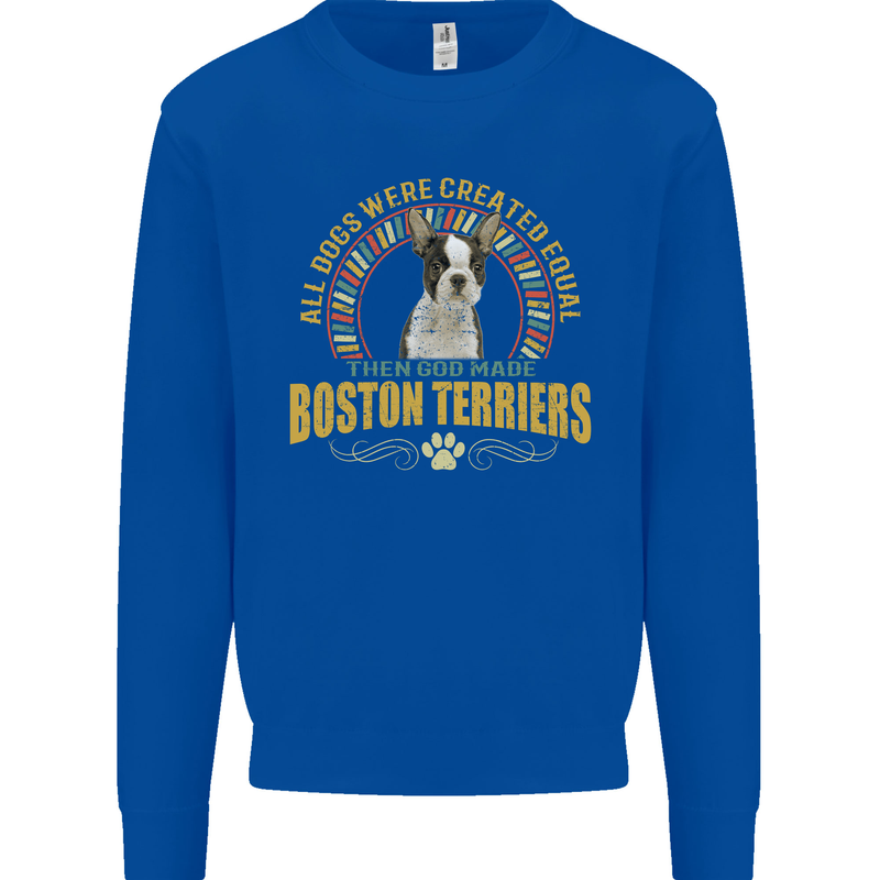A Boston Terrier Dog Mens Sweatshirt Jumper Royal Blue