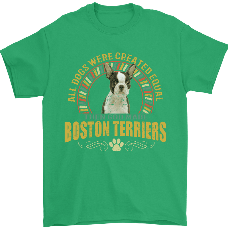 A Boston Terrier Dog Mens T-Shirt 100% Cotton Irish Green