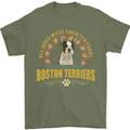 A Boston Terrier Dog Mens T-Shirt 100% Cotton Military Green