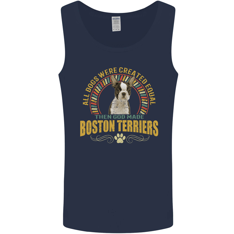 A Boston Terrier Dog Mens Vest Tank Top Navy Blue
