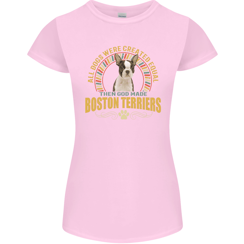 A Boston Terrier Dog Womens Petite Cut T-Shirt Light Pink