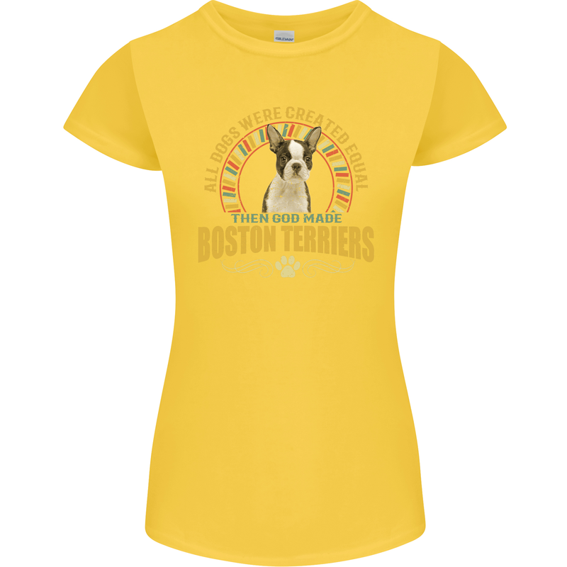 A Boston Terrier Dog Womens Petite Cut T-Shirt Yellow