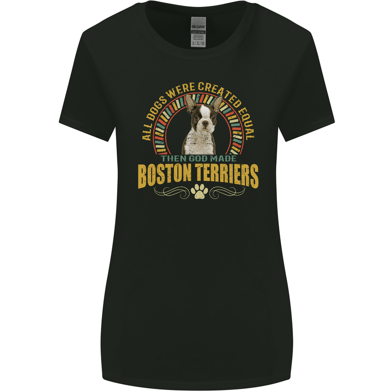 A Boston Terrier Dog Womens Wider Cut T-Shirt Black
