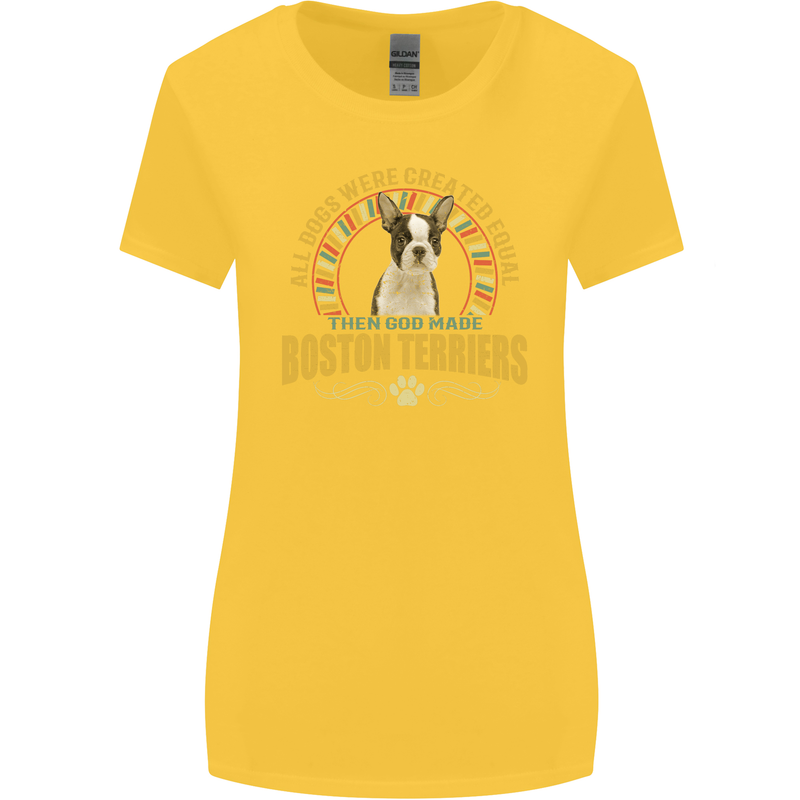 A Boston Terrier Dog Womens Wider Cut T-Shirt Yellow