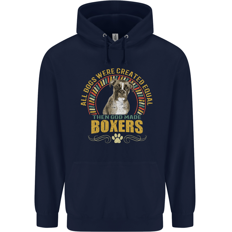 A Boxer Dog Childrens Kids Hoodie Navy Blue
