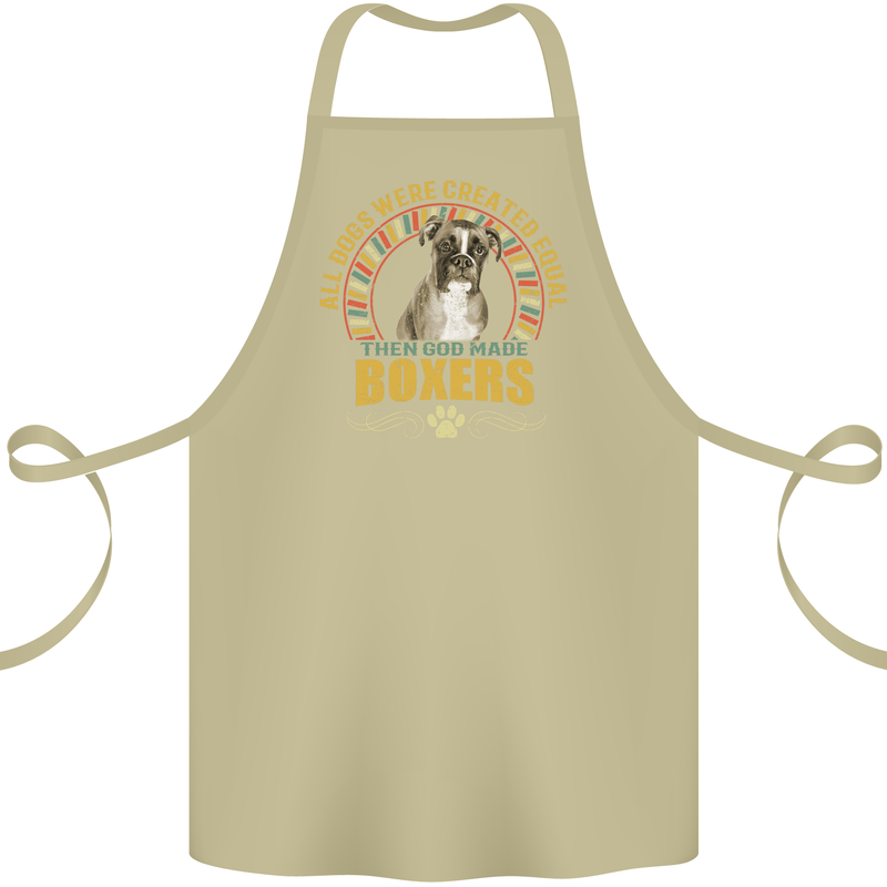 A Boxer Dog Cotton Apron 100% Organic Khaki