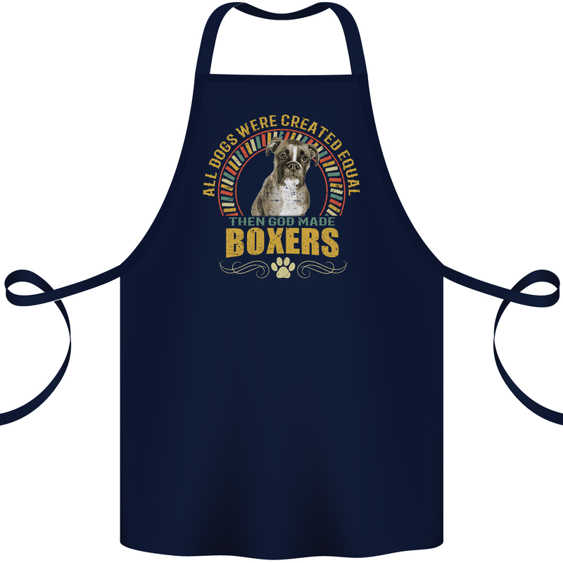 A Boxer Dog Cotton Apron 100% Organic Navy Blue