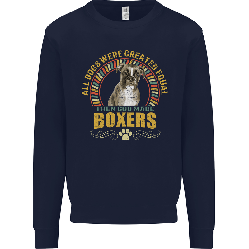A Boxer Dog Kids Sweatshirt Jumper Navy Blue