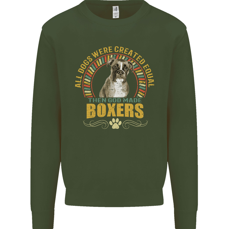 A Boxer Dog Mens Sweatshirt Jumper Forest Green