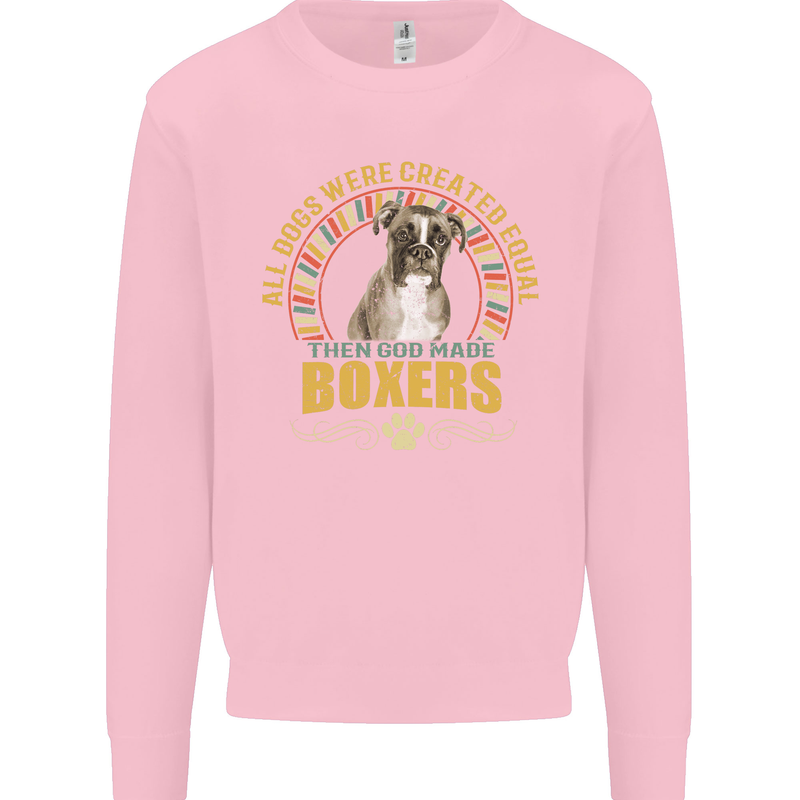A Boxer Dog Mens Sweatshirt Jumper Light Pink