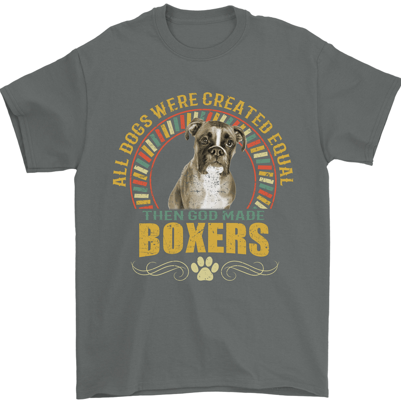 A Boxer Dog Mens T-Shirt 100% Cotton Charcoal