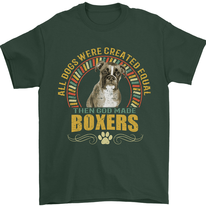 A Boxer Dog Mens T-Shirt 100% Cotton Forest Green