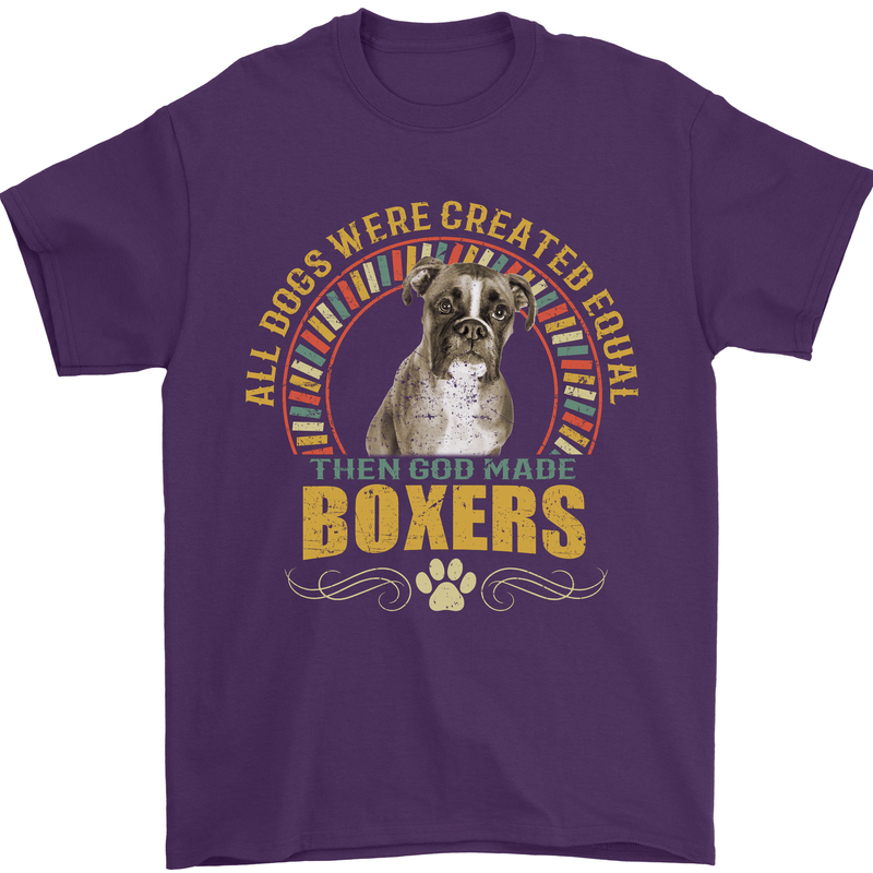 A Boxer Dog Mens T-Shirt 100% Cotton Purple