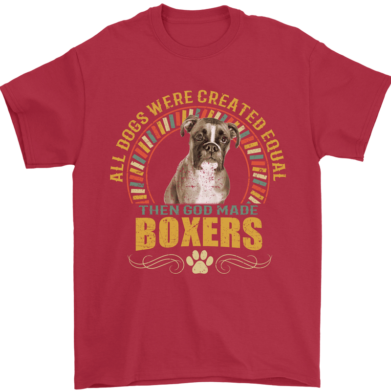 A Boxer Dog Mens T-Shirt 100% Cotton Red