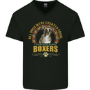 A Boxer Dog Mens V-Neck Cotton T-Shirt Black