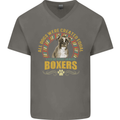 A Boxer Dog Mens V-Neck Cotton T-Shirt Charcoal