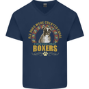 A Boxer Dog Mens V-Neck Cotton T-Shirt Navy Blue