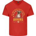 A Boxer Dog Mens V-Neck Cotton T-Shirt Red