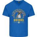 A Boxer Dog Mens V-Neck Cotton T-Shirt Royal Blue