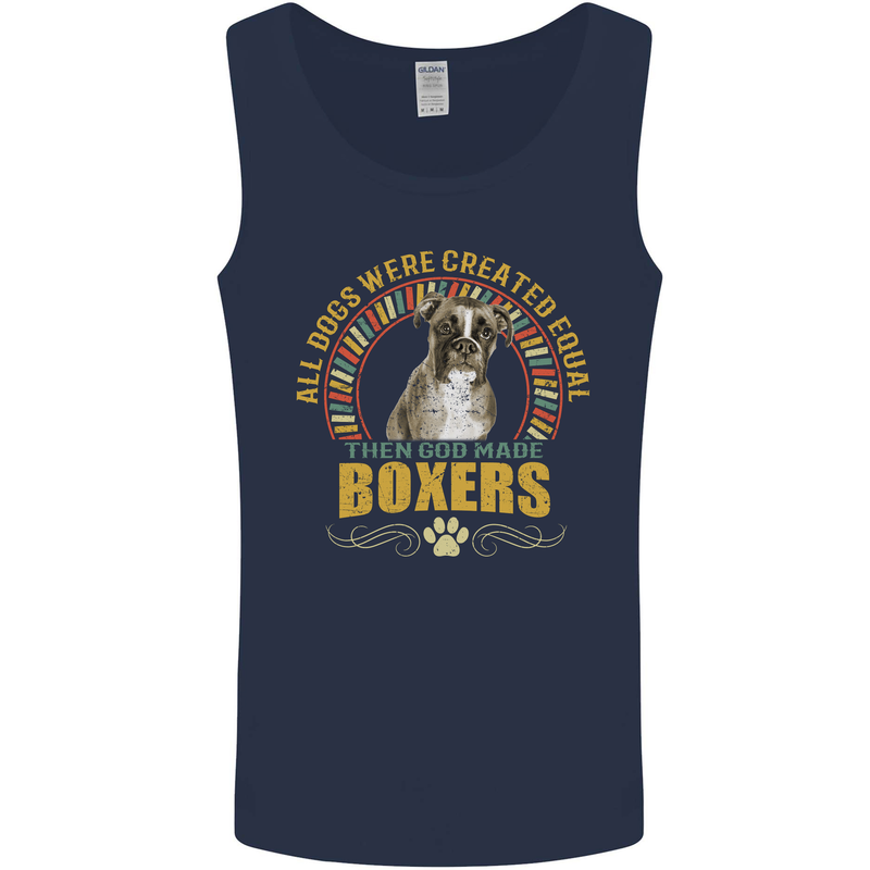 A Boxer Dog Mens Vest Tank Top Navy Blue