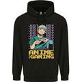 A Boy Who Loves Anime and Gaming Gamer Childrens Kids Hoodie Black