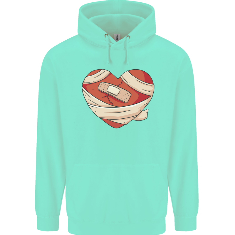 A Broken Heart Anti Valentines Day Single Childrens Kids Hoodie Peppermint