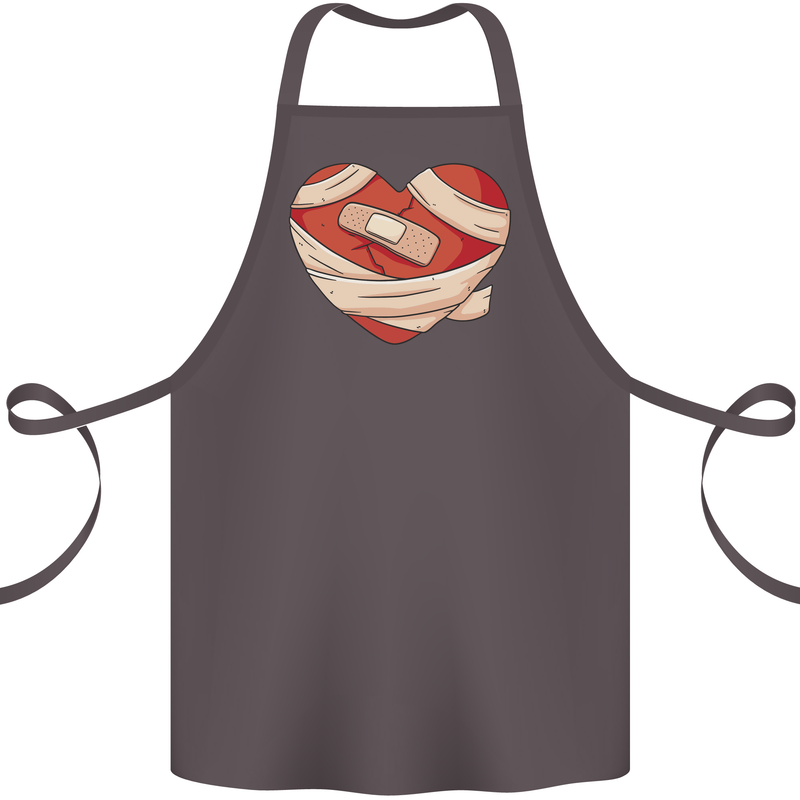 A Broken Heart Anti Valentines Day Single Cotton Apron 100% Organic Dark Grey