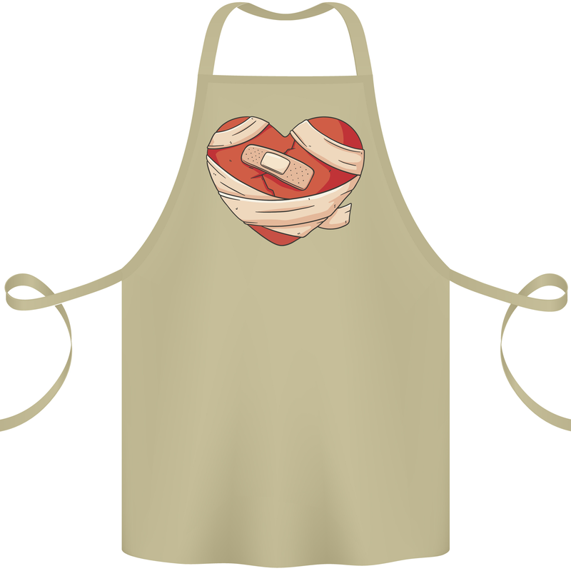 A Broken Heart Anti Valentines Day Single Cotton Apron 100% Organic Khaki