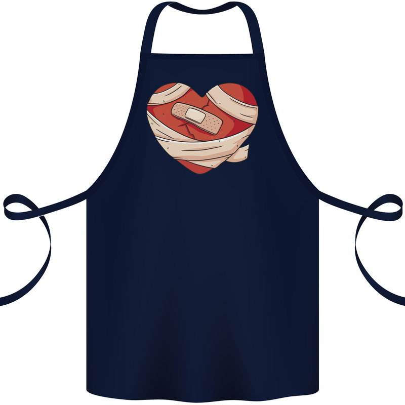 A Broken Heart Anti Valentines Day Single Cotton Apron 100% Organic Navy Blue